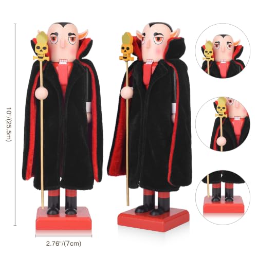 Halloween Nutcracker Decor - 10 Inch Spooky Vampire Wooden Figurine