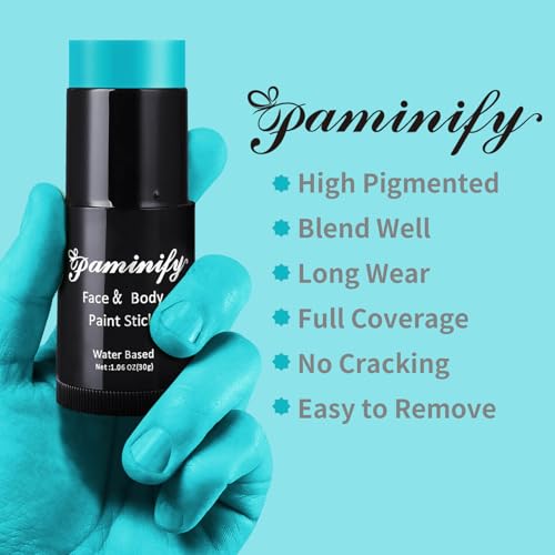 Teal Face & Body Paint Stick - Water-Based, Washable Halloween Cosplay Makeup - 1.06 OZ - Variation: Teal