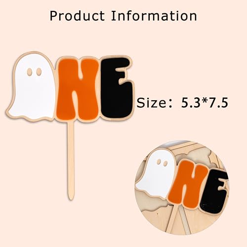 Halloween First Birthday Cake Topper - Spooky One Pumpkin Gold Glitter Decoration
