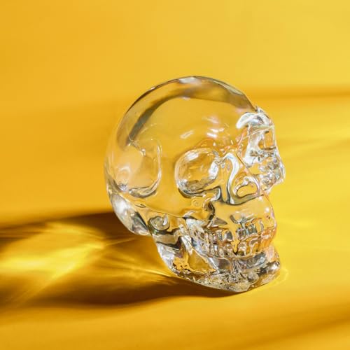 Clear Crystal Skull Ornament - Hand-Carved Healing Stone for Meditation & Spiritual Decor - Unique Gift