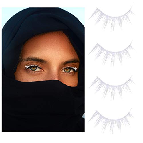 White False Eyelashes - Lightweight Natural Look for Cosplay & Parties - 2 Pairs