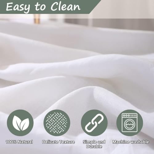 White Linen Tablecloth 60x84 Inches - Textured Dining Cover for Indoor & Outdoor Use