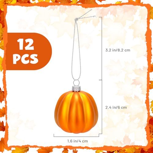 12 Pcs Fall Pumpkin Hanging Ornaments - Realistic Orange Decor Balls