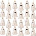 Farmhouse Halloween Ghost Ornaments - Beige, 12 Pack, Plastic Mini Decorations