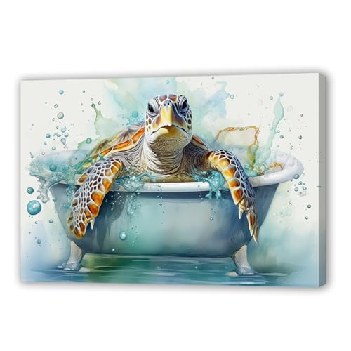 Sea Turtle Wall Art Canvas Painting - 24x36 Inches Framed Ocean Animal Decor - Sea Turtle 2
