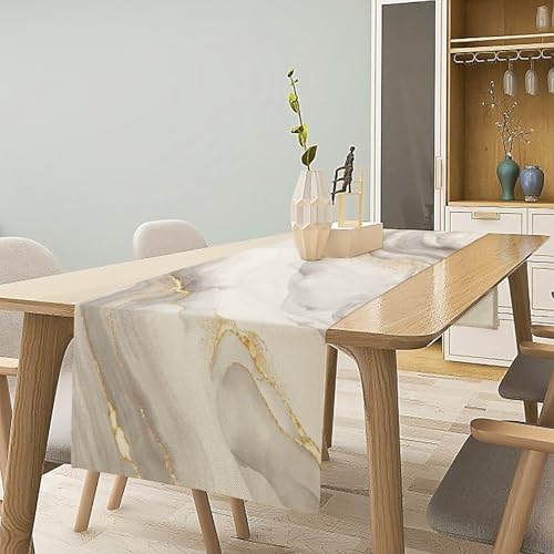 Marble Black 13x60 Inch Modern Table Runner with Gold Veins - Variant W13"x L60"