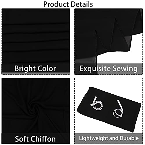 Black 12-Pack 10ft Chiffon Table Runners - Boho Rustic Wedding Party Decor