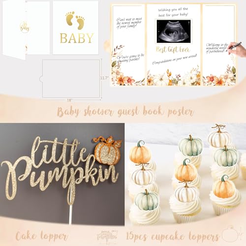 Fall Baby Shower Decorations Set for Girl - Rustic Pumpkin Theme Party Supplies