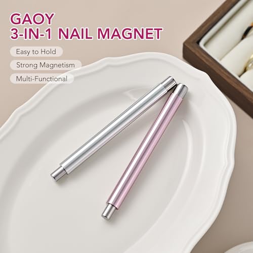 GAOY 3-in-1 Cat Eye Nail Magnet Set - Silver, Cylindrical & Ball Tips