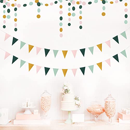 Sage Green & Pink Gold Party Decorations Set - Boho Baby Shower Bridal Wedding