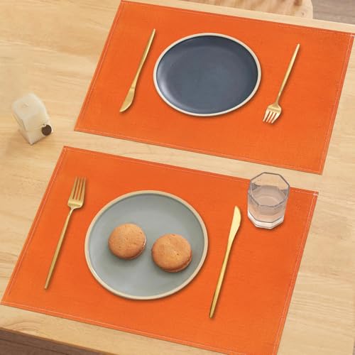 Orange Fall Thanksgiving Placemats Set of 4 12x18 Inches Washable Heat-Resistant Table Mats