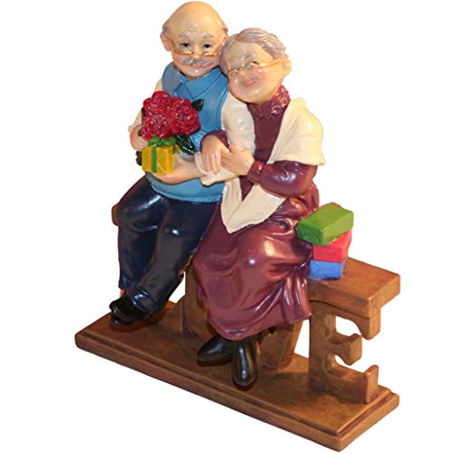 Loving Elderly Couple Figurines Anniversary Gift - Handmade Resin Home Decor - Love Variation
