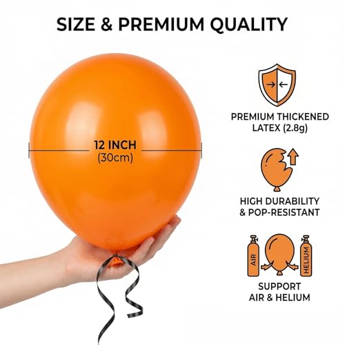 Black & Orange Confetti Balloons Set - 60pcs 12 Inch Halloween Party Decorations