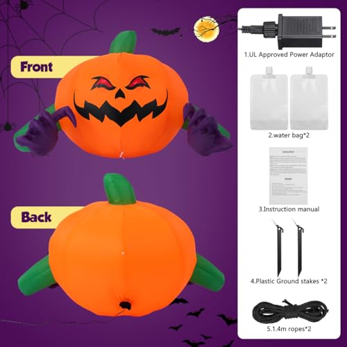 Halloween Inflatable Pumpkin Decor 4.5FT Outdoor Blow-up Lawn Decoration