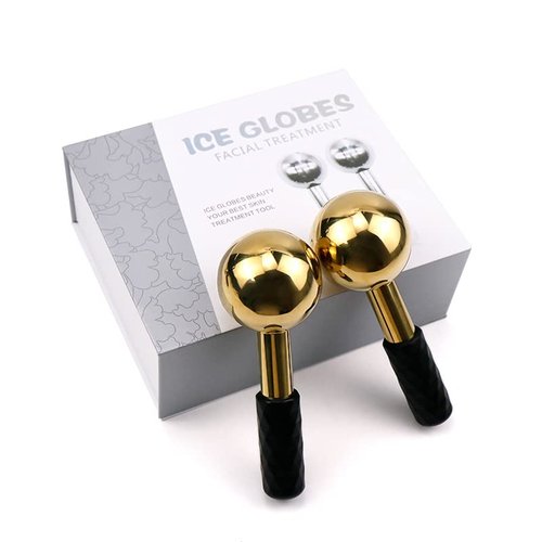 Globes for Facials, Cooling Roller for Face, Cryo Sticks Massager for Face Neck & Eyes, Cold Roller Skin Care for face Puffiness, Dark Circles, Wrinkles, Collagen Production (Gold)