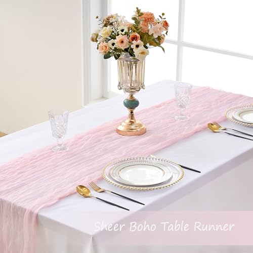 Pink Cheesecloth Table Runner 10Ft Rustic Boho Wedding Bridal Decor Summer Halloween