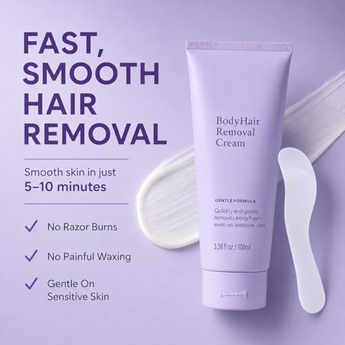 Painless Hair Removal Cream for Sensitive Skin - Bikini, Legs, Arms & Underarms - 3.38 fl oz