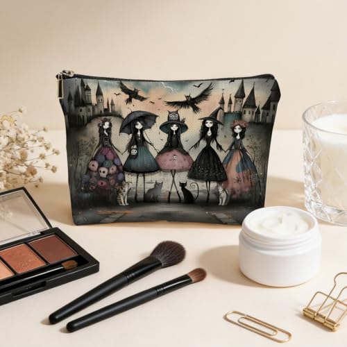 Goth Witch Makeup Bag - Multicolor Owl Cosmetic Travel Organizer