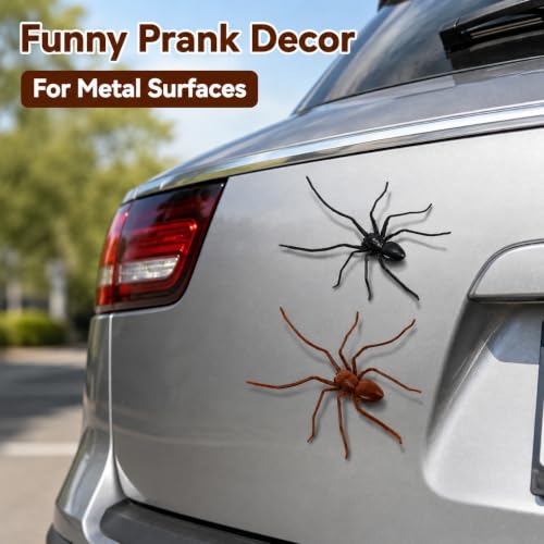 3D Printed Spider Magnet Set - Halloween Fridge Decorations with Black & Brown Flocked Design - Variation A