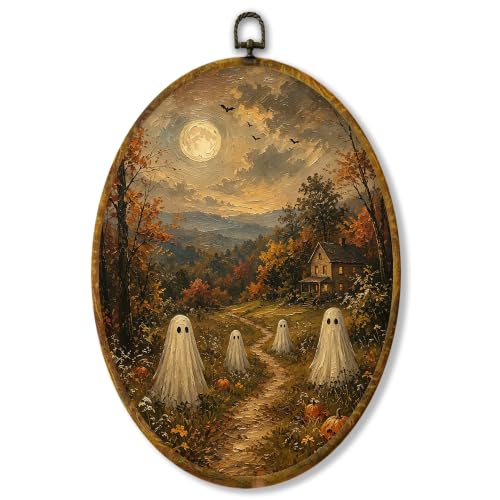 Halloween Ghost Canvas Wall Art - Rustic Fall Home Decor - Color 14