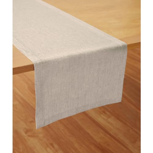 Pure Linen Table Runner Light Natural 14 x 36 in - Handcrafted European Flax