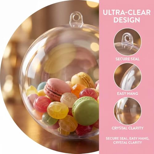 Small Transparent Fillable Acrylic Ornament Balls - 20 pcs, 6cm, DIY Crafts