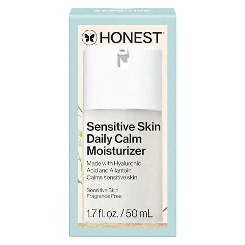 Honest Beauty Sensitive Skin Daily Calm Lightweight Moisturizer, Reduces Redness, Hydrates, Hypoallergenic, Fragrance-Free Vegan, 1.7 fl oz