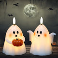 A-2 Ghost Pumpkin Flameless Candles with Timer Hand-Painted Halloween Decor