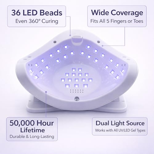UV LED Nail Lamp with LCD Display 120W for Gel Nails - Hands & Feet