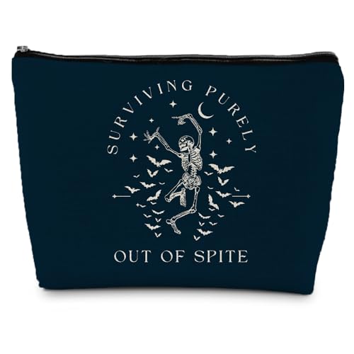 Skeleton Butterfly Goth Makeup Bag - Halloween Gothic Cosmetic Pouch for Women