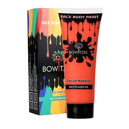 Bowitzki Orange Face and Body Paint 2oz Cream Makeup for Halloween & Stage