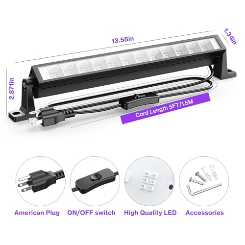 4PCS 40W Black Light LED Bar for Glow Parties, Halloween, Body Paint, Stage & Bedroom Lighting - Variation of 4 / 40 Watts