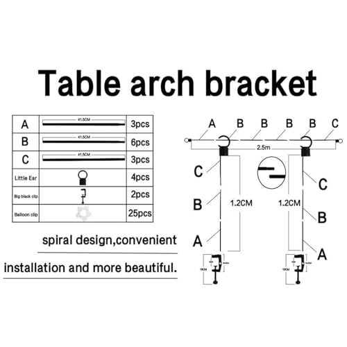 Adjustable Over Table Rod with Clamps for Decorations, Wedding & Party Setup