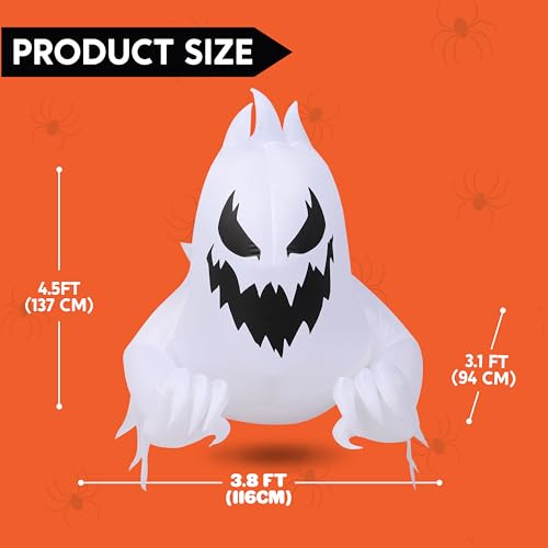 Inflatable Ghost Halloween Decor with Purple LED Lights - 4.5 Ft Outdoor Welcome Ghost - Purple Ghost Variation
