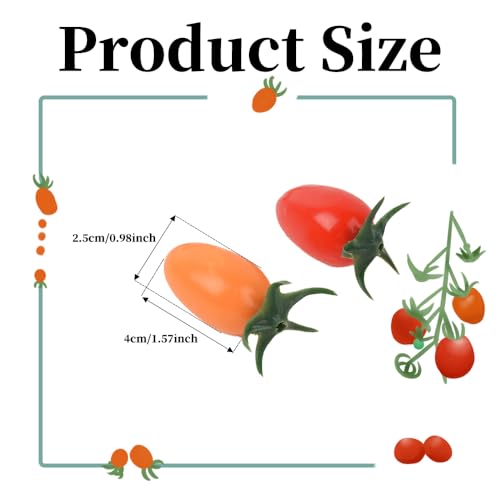 Fake Cherry Tomatoes Set - 20 Lifelike Red and Yellow Artificial Fruit Decor for Kitchen & Party