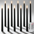 Wondise 10-Pack Black Flameless Taper Candles with Remote & Timer for Halloween Decor