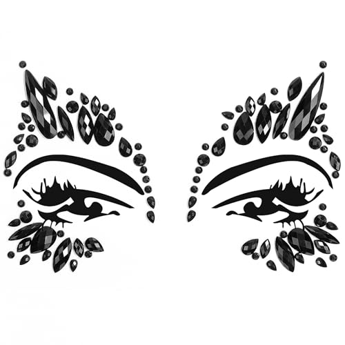 Black Face Gems Stick On Halloween Makeup Jewelry for Women