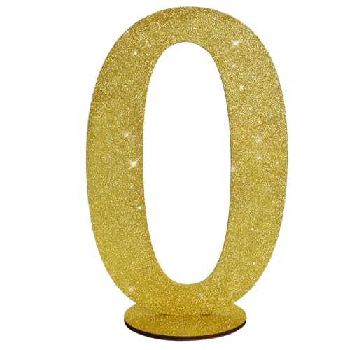 Gold Glitter Number 0 Table Centerpiece - 11.8 Inch Party Decoration