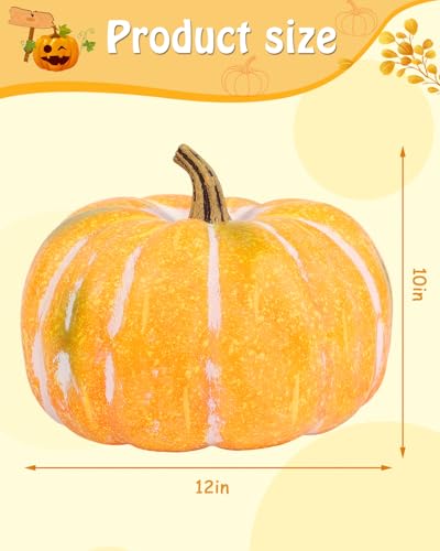 Round 12-Inch Large Artificial Pumpkin Fall Decor Foam Pumpkin