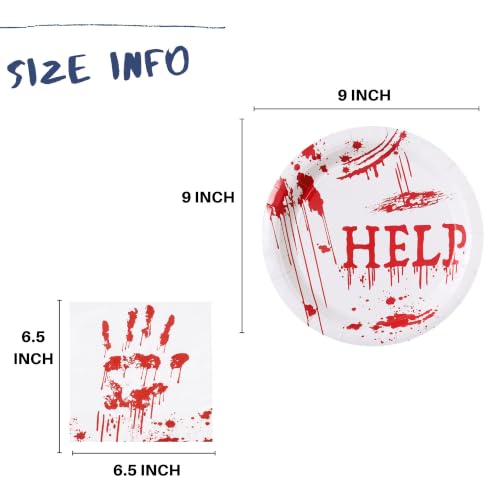 Halloween Party Plates and Napkins Set - Horror Theme Disposable Dinnerware for 24 Guests