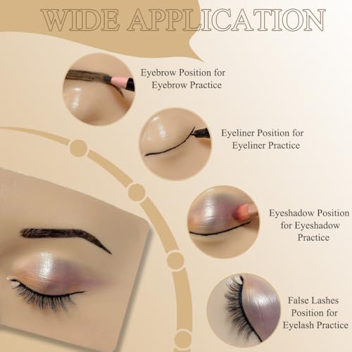 Makeup Mannequin Face Board Kit - 3D Silicone Practice Face for Eyelash & Eye Shadow