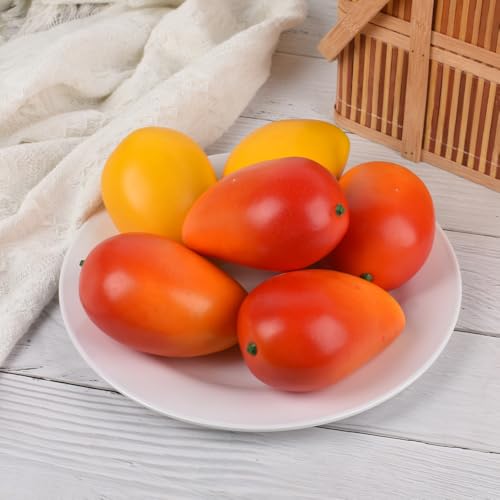 Artificial Red Mango Fruit Decor - Realistic Fake Fruit for Home & Party Decoration 6pcs