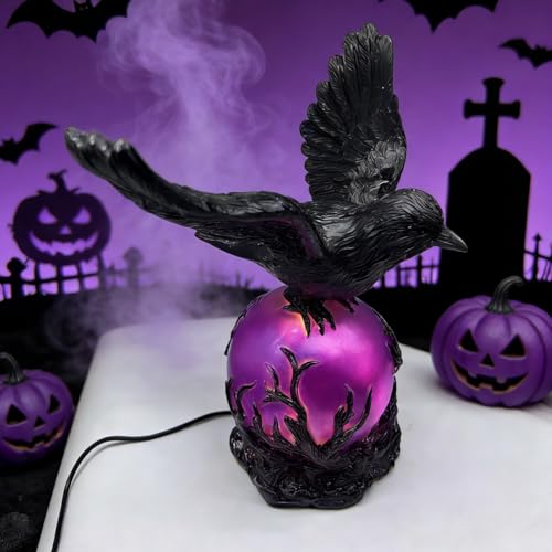 Gothic Raven Night Light - Resin Crow Figurine Lamp, Witch Decor - Birds-A-Large