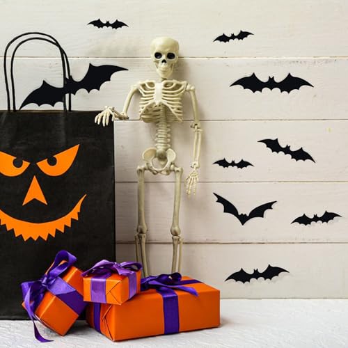 M-170Pcs 3D Bat Wall Decor Set - Halloween Waterproof Wall Decorations