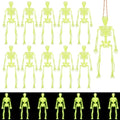 Glow in The Dark Mini Skeleton Decorations Set - 12 Pack, 6 Inch Halloween Hanging Figures with Twine