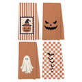 Halloween Bat Pumpkin Ghost Kitchen Hand Towels Set of 4 - Pumpkin Lamp Variation