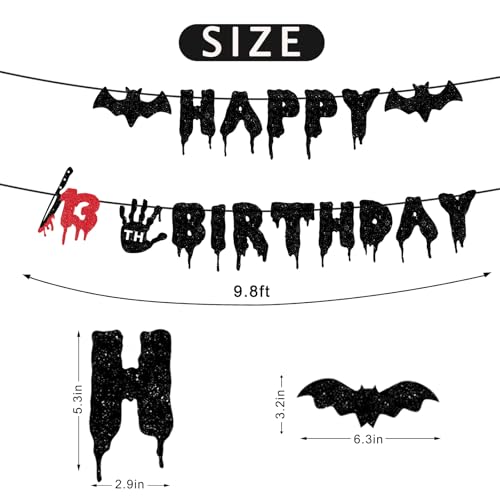 Halloween Killer 13th Birthday Banner - Spooky Zombie Bloody Horror Decor