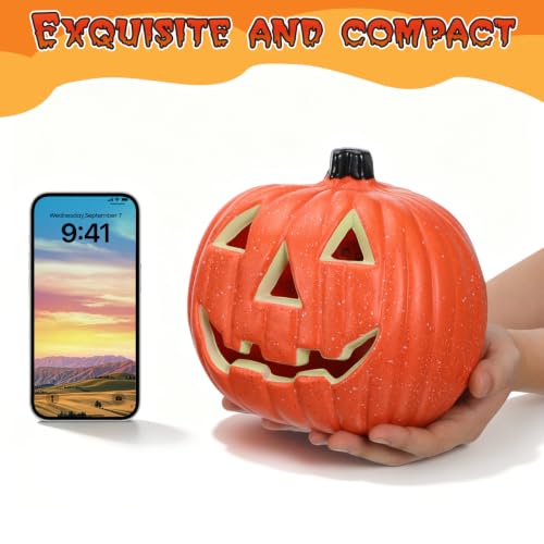 8 Inch LED Jack O Lantern Pumpkin Lantern - Battery Operated Halloween Decor - Variation of THIS listing 7.87 x 7.09 x 6.1 inches