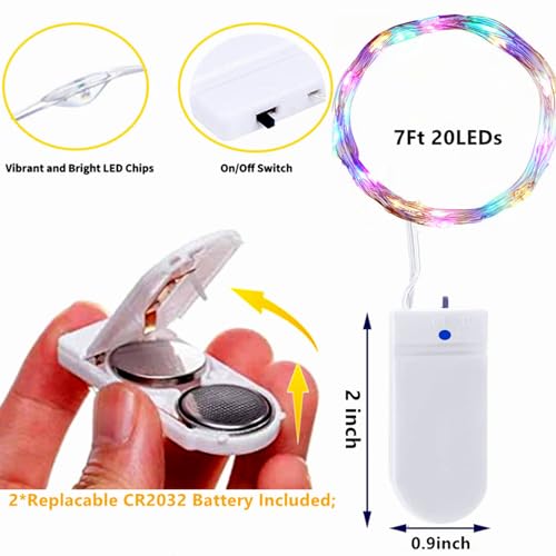 Fairy String Lights 7Ft 20 LED Multi-Color Waterproof Battery Operated - Flash Colorful Variation