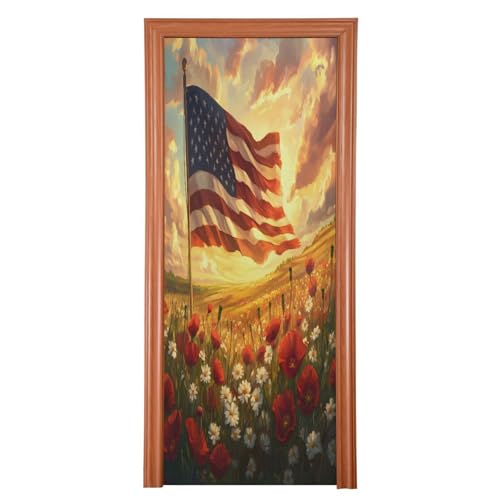 American Flag Door Cover - 35 x 79 Inch Washable Festive Home Decor - Variation of THIS listing